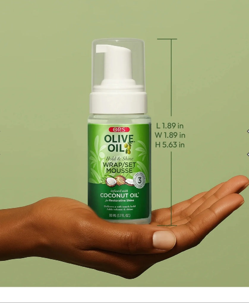 ORS Olive Oil Hold & Shine Wrap/Set Mousse with Coconut Oil – 110ml