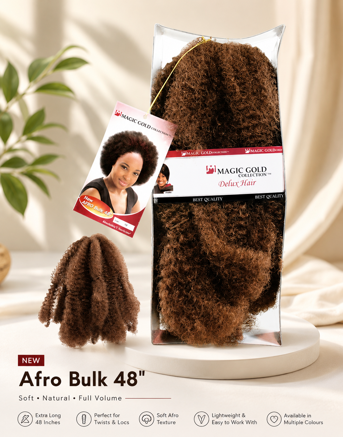 Magic Gold New Afro Bulk 48" Braiding Hair